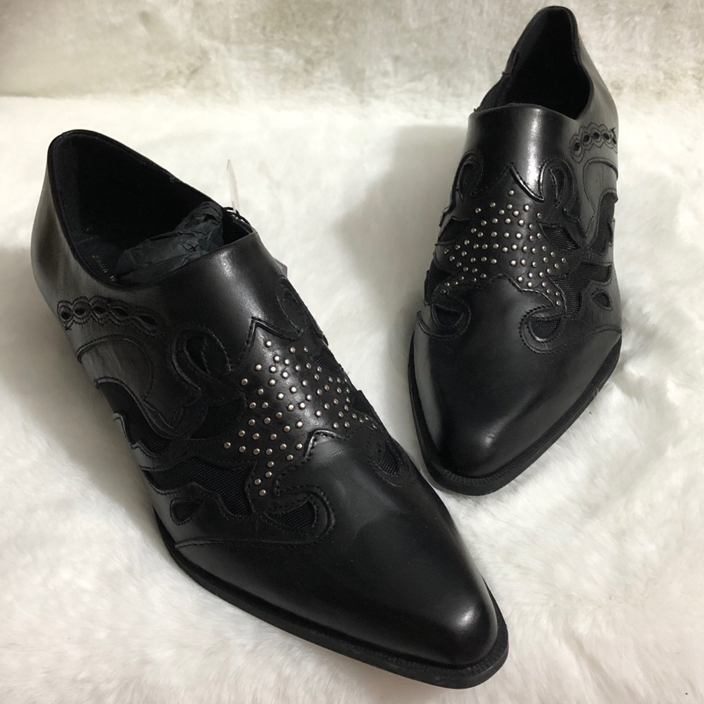 NWT ZARA STUDDED COWBOY ANKLE BOOTS